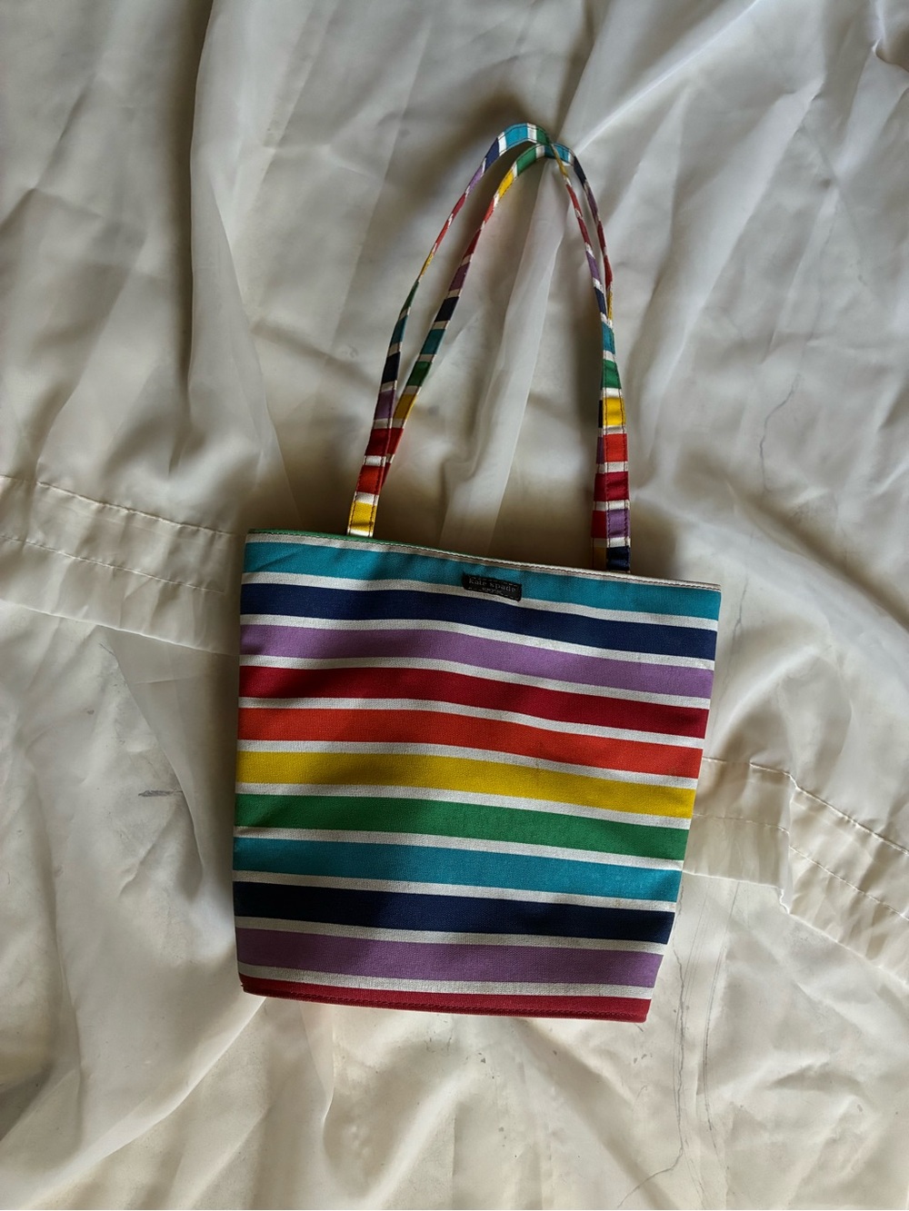 RARE Kate Spade Striped Multicolor Canvas Tote Bag